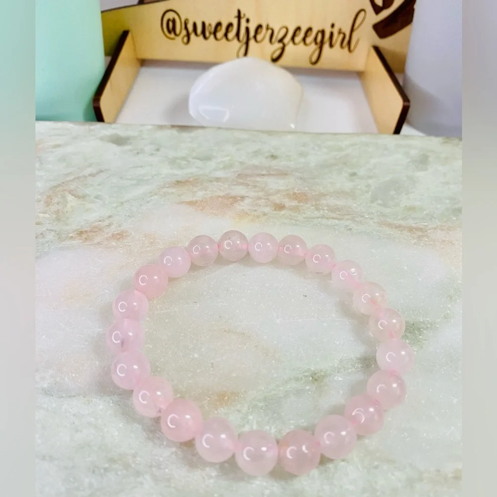 Rose Quartz Unconditional Love Stone Stretch Bracelet - Picture 3 of 6